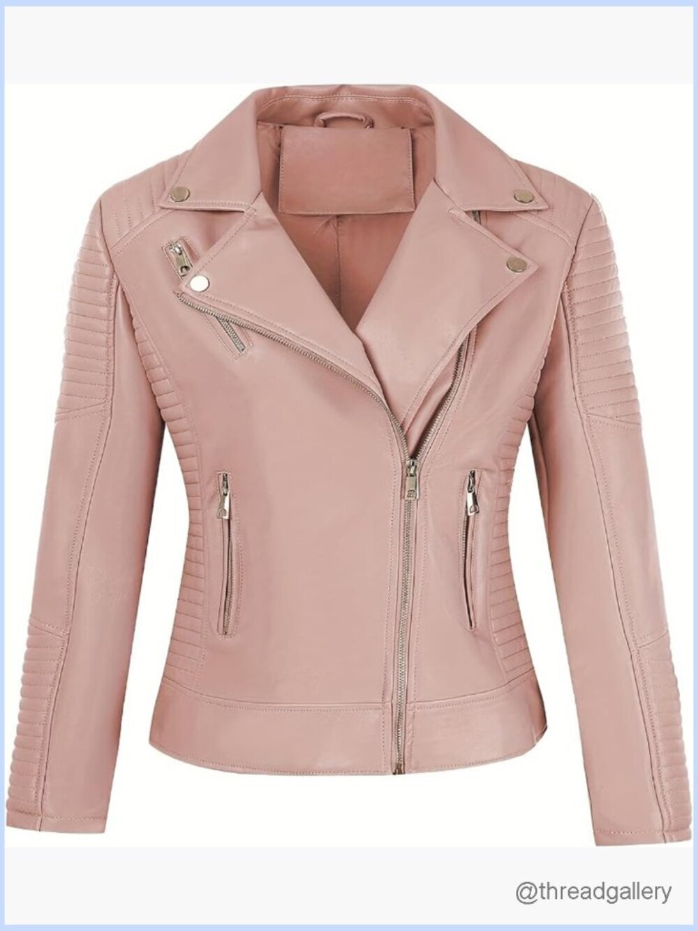 Faux Leather Moto Jacket Slim Fit Long Sleeve Zip Up Casual Coat